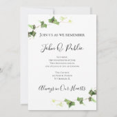 グリーンイングリッシュアイビーウォーターお祝いの生活 招待状 (裏面)