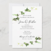 グリーンイングリッシュアイビーウォーターお祝いの生活 招待状 (正面)