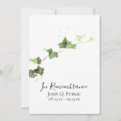 グリーンイングリッシュアイビーウォーター色死記念日 招待状 (正面)