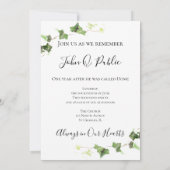 グリーンイングリッシュアイビーウォーター色死記念日 招待状 (裏面)