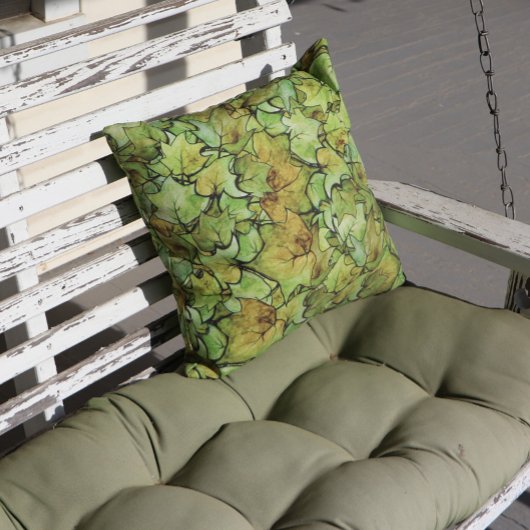 グリーンイングリッシュアイビー自然水の色パターン クッション