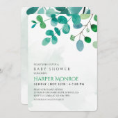 グリーンインテリア ユーカリ ベビーシャワー 招待状 (正面/裏面)