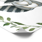 グリーンインテリア ラクーン 森の動物 ぬりえ壁掛けアート ポスター (角)