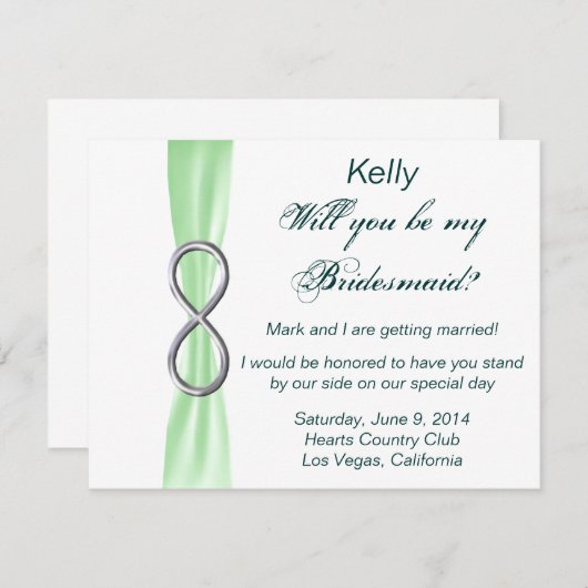 グリーンインフィニティウェディングブライズメイドカード 招待状 (正面/裏面)