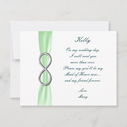 グリーンインフィニティウェディング メイドオブオナーカード 招待状 (正面)
