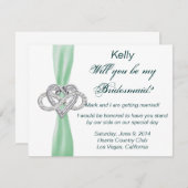 グリーンインフィニティハートブライデスメイドカード 招待状 (正面/裏面)