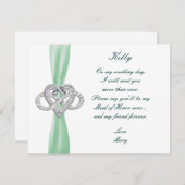 グリーンインフィニティハートメイド・オブ・オーナー(花嫁付き添い人) 招待状 (正面/裏面)