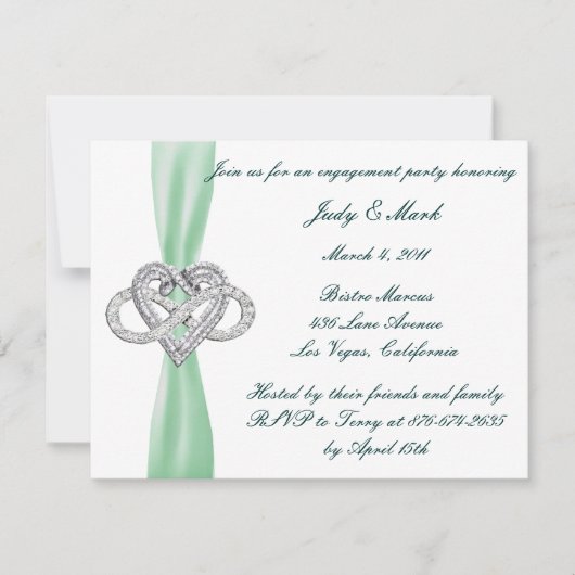 グリーンインフィニティハート婚約パーティ招待状 招待状 (正面)