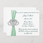 グリーンインフィニティハート婚約パーティ招待状 招待状 (正面/裏面)