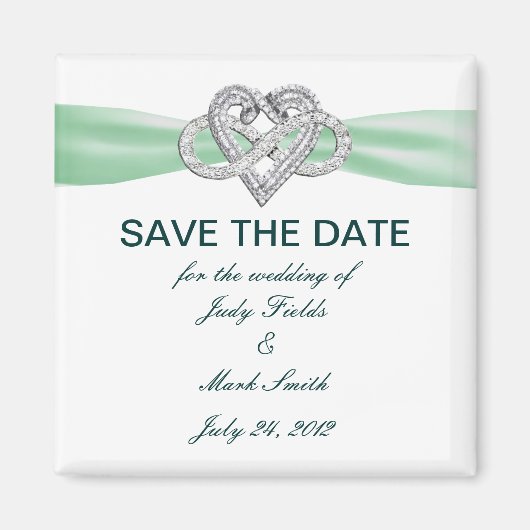 グリーンインフィニティハート日付磁石の保存 マグネット (正面)