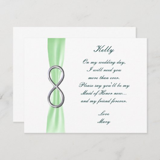グリーンインフィニティ結婚のメイド・オブ・オーナー（花嫁付き添い人）カード 招待状 (正面/裏面)
