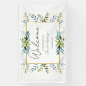 グリーンイージュ・ユーカリのウェディングシャワー バナー 横断幕 (縦)