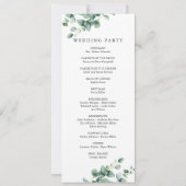 グリーンイージュ・ユーカリの手書き風結婚式プログラムカード (裏面)