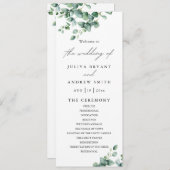 グリーンイージュ・ユーカリの手書き風結婚式プログラムカード (正面/裏面)