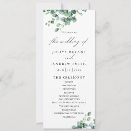 グリーンイージュ・ユーカリの手書き風結婚式プログラムカード