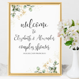 グリーンイージュ・ユーカリ カップルシャワー ウェルカムサイン ポスター