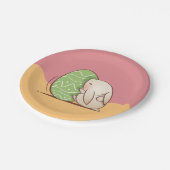 グリーンイースター卵を押すかわいいバニー ペーパープレート (アングル)