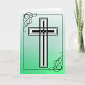 グリーンイースター宗教的クロスと引用文カード シーズンカード (正面)