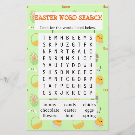 グリーンイースター語検索紙 (正面)