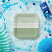 グリーンウィズディナティフローラデザイン ペーパープレート (パーティー)