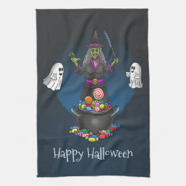 グリーンウィッチと幽霊のハロウィンパーティー キッチンタオル