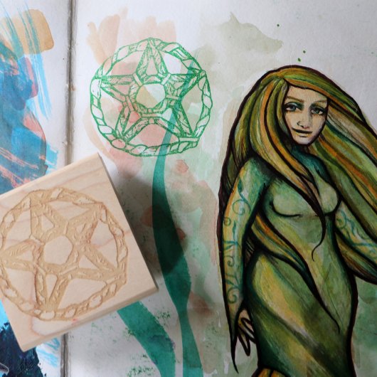 グリーンウィッチ異教の星形五角形自然ウィッカ ラバースタンプ