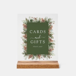 グリーンウィンターカードとギフト アクリルサイン