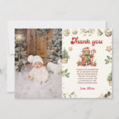 グリーンウィンターギンガーブレッドクリスマス誕生日 サンキューカード (正面)