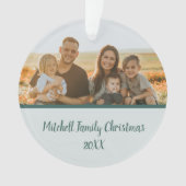 グリーンウィンターパインファミリー写真メモリクリスマス オーナメント (正面)