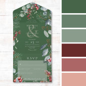 グリーンウィンターパインベリーユーカリプトゥスノディナー オールインワン招待状