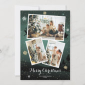 グリーンウィンターホリデイメリークリスマスフォトカード シーズンカード (正面)