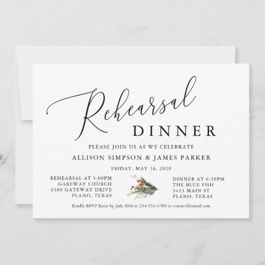 グリーンウィンターホリデーリハーサルディナー招待状 招待状 (正面)