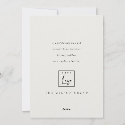 グリーンウィンターリースメリー&ブライトクリスマスロゴ シーズンカード (裏面)