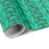 グリーンウィンター編み物ウールパターン ラッピングペーパー (ロールコーナー)