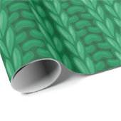 グリーンウィンター編み物ウールパターン ラッピングペーパー (ロールコーナー)