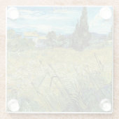 グリーンウィートフィールドビンセント・ヴァン・ゴッホ・ポスター ガラスコースター (裏面)