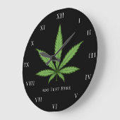 グリーンウィードスモーク自然フローラ花 ラージ壁時計 (傾斜)