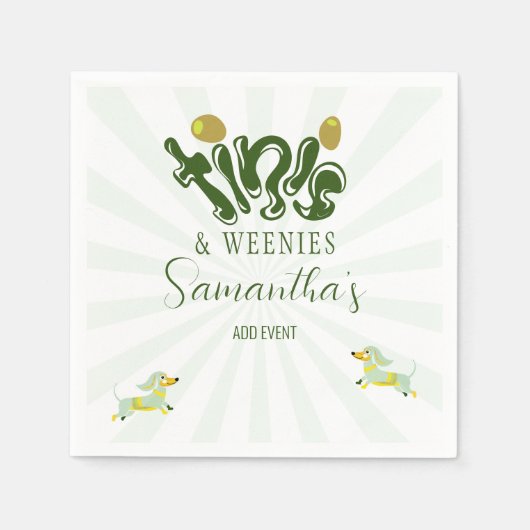 グリーンウィーニーズ＆ティニーズの面白いマーティニ誕生日パーティー スタンダードカクテルナプキン (正面)