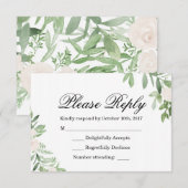 グリーンウェディングの出欠確認カード 招待状 (正面/裏面)