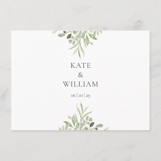 グリーンウェディングの詳細情報スクリプト エンクロージャーカード (裏面)