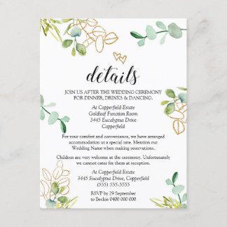 グリーンウェディングの詳細 封入カード ユーカリ エンクロージャーカード