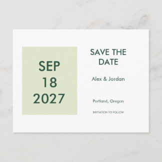 グリーンウェディングのSave the Date(結婚式日程通知)は日付ブロックデザインで ポストカード