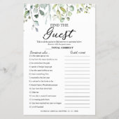 グリーンウェディングシャワー ゲスト探しゲーム フライヤー (正面)