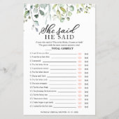 グリーンウェディングシャワー 彼が言った彼女が言った ゲーム フライヤー (正面)