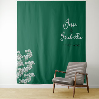 グリーンウェディングバックドロップ タペストリー