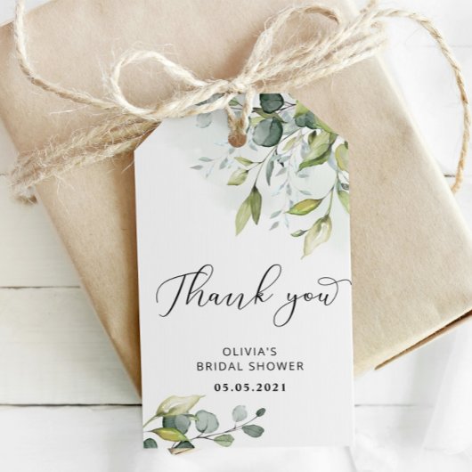 グリーンウェディング シャワーの感謝タグ ギフトタグ