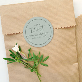 グリーンウェディング シンプル カリグラフィー スクリプト トリート ラウンドシール