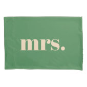 グリーンウェディング レトロモダン Mr&Mrs  枕カバー (正面)