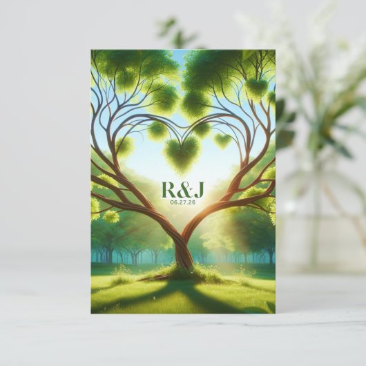 グリーンウェディングRSVPエンクロージャカード エンクロージャーカード (スタンド正面)