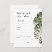 グリーンウェデスペインのィングRSVPカード 出欠カード (正面/裏面)